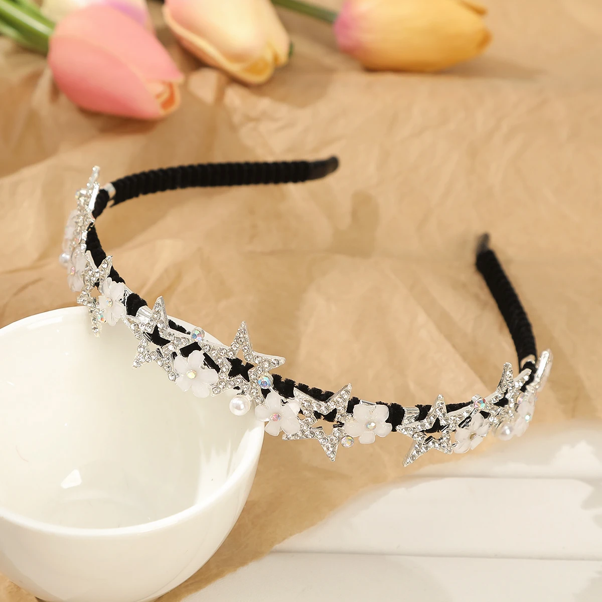 Rhinestone Star Headband For Women Wedding Outgoing Headbands Bezel Head Hoop Ladies Non-slip Hairbands Hair Accessories