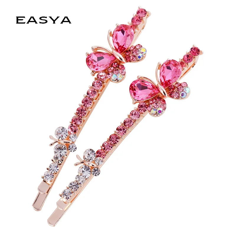 Hair Accessory EASYA Classic Design 5 Colors Rhinestone Crystal Butterfly Hairpin Barrettes Jewelry New Fashion Sparkling Hair Clips For Women