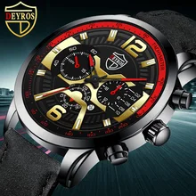 

Fashion Men's Business Belt Quartz Watch Men's Calendar Watch DEYROS Brand Watch