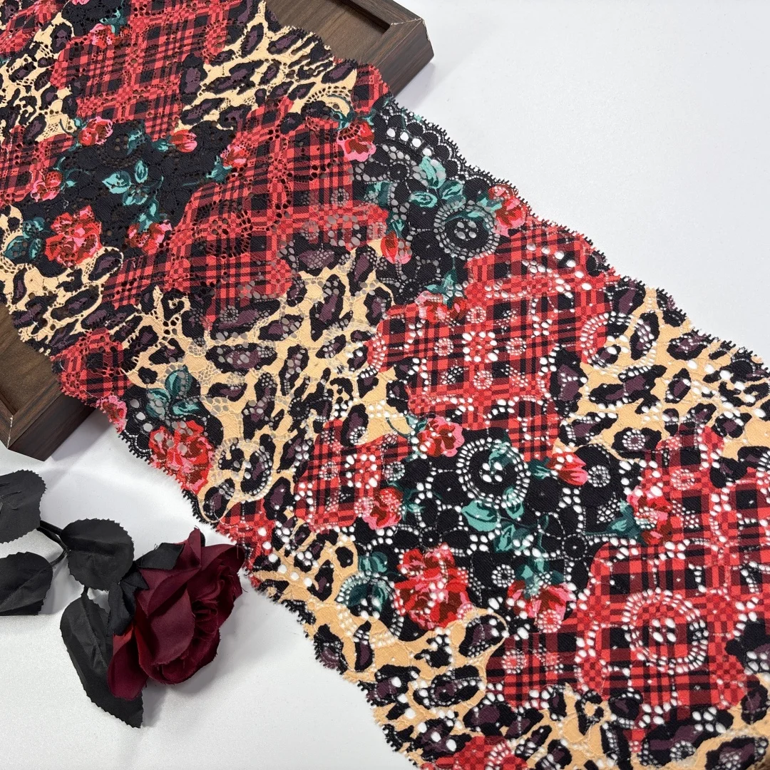 Two-Tone Floral Stretch Lace Trim for DIY Sewing and Crafts