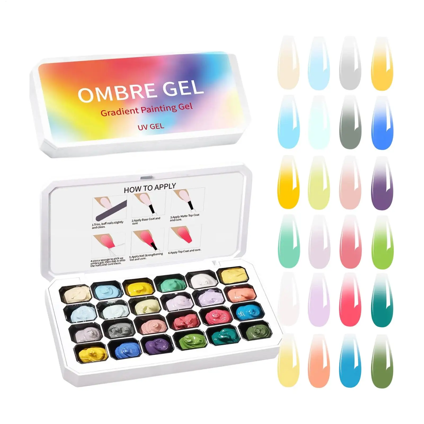 Gel per unghie Pat Painting, 24 colori, semipermanente, rimovibile con immersione, UV LED, per manicure fai da te, utilizzato per sfumature, stamping e decorazioni. - immagine 3