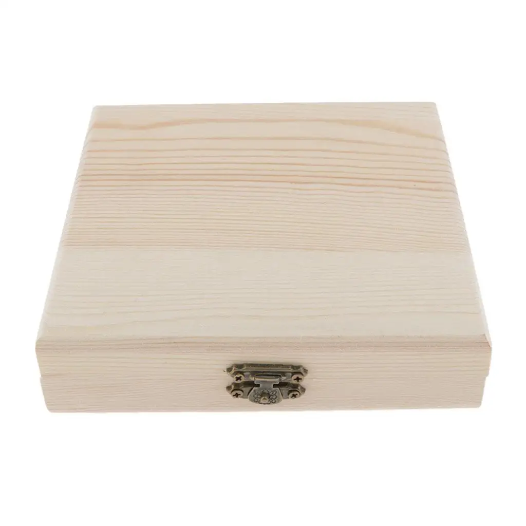 Natural Wooden Storage Box Unpainted Chest for Souvenir Memorabilia Jewelry Cigar CD Vintage Storage Box Decorative Organizer