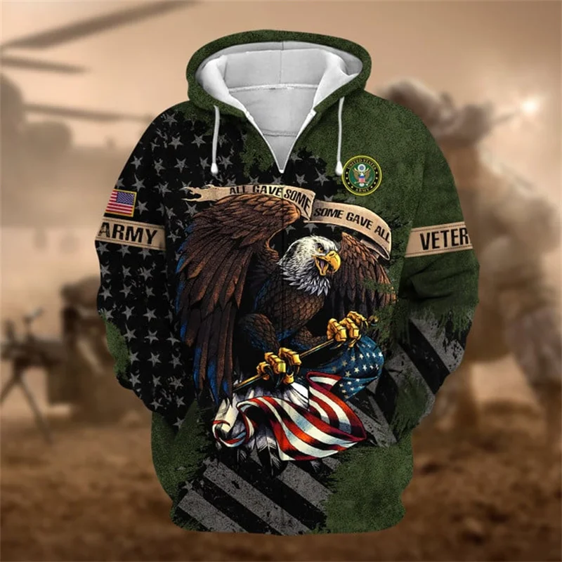 

Autumn 3D Printing United States Solider Armys Veterans Zip Up Hoodies Kids Fashion Cool Zip Up Hoodie Camo Vintage Top Clothing