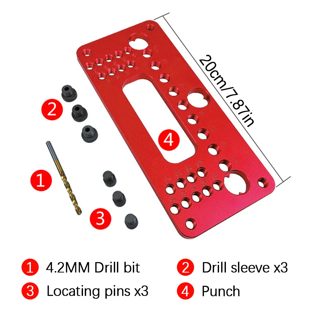 

Drilling Locator Dowel Jig Kit Handle Furniture Door Cabinet Drill Guide Tool Hole Handle Positioner Adjustable Punch Locator