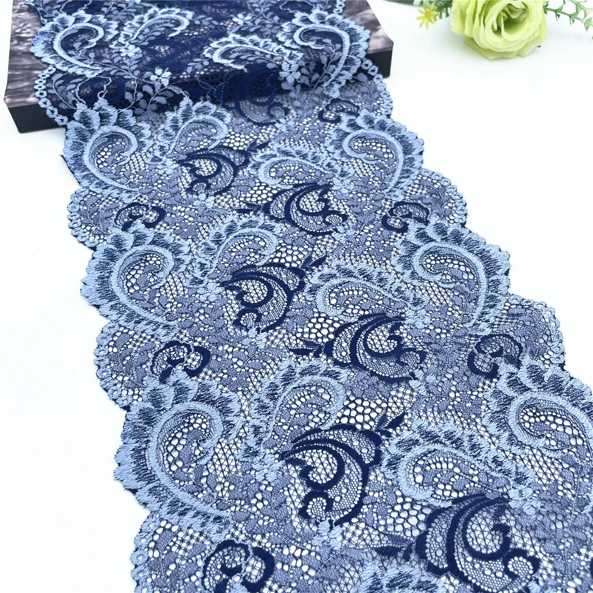 3y/lot 22cm 6 Colors Beige Blue Brown Green Elastic Lace Trim 6