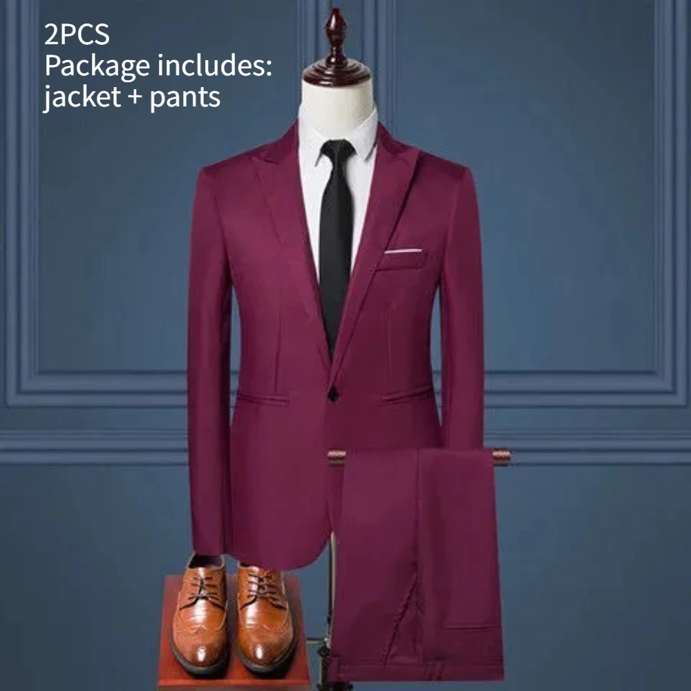 طقم بدلة رجالي قطعين (جاكيت وبنطال) بتصميم ضيق (Slim Fit) - أنيق ومناسب للمناسبات والأعراس S2c8130d2a22a4a758181c8740c0c1d49t