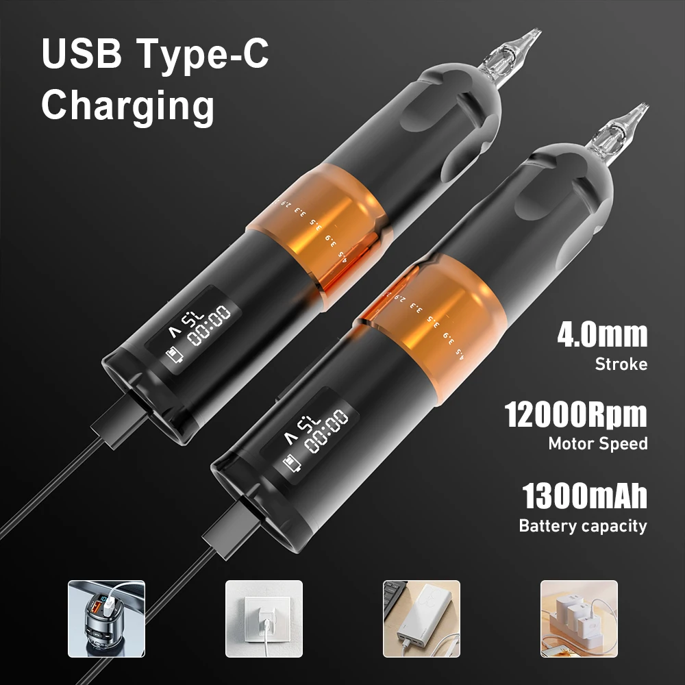 Kit completo per tatuaggi Kit macchina per tatuaggi Wireless corsa regolabile 2.7-4.5Mm cartuccia per tatuaggi Mix penna per tatuaggi per tatuatori - immagine 4