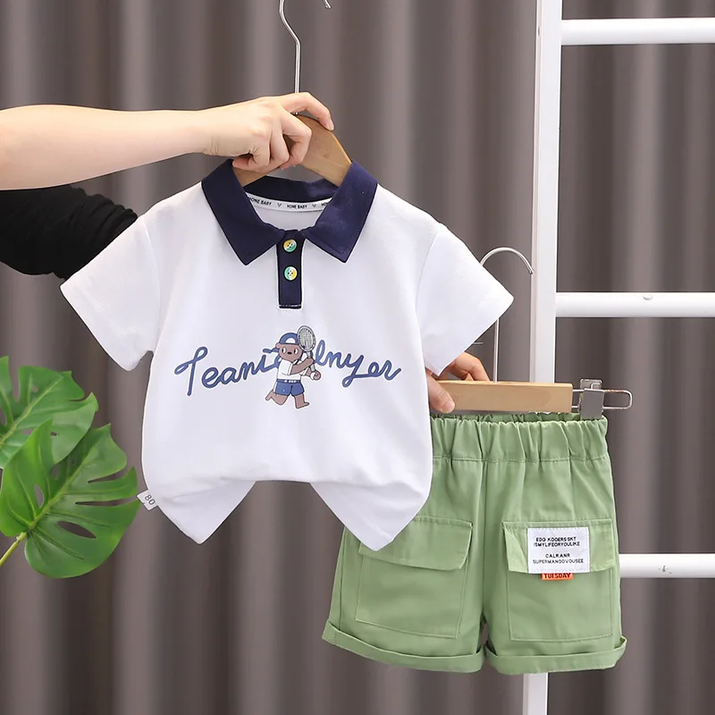 

Boys Polo Shirts Clothes Sets Summer 2024 Children Cotton T-shirts Shorts 2pcs Casual Suit For Baby Tracksuits Kids Outfits 4 5Y