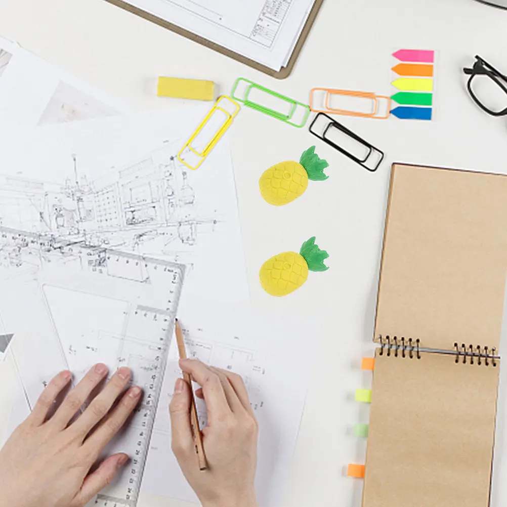 40Pcs 연필 지우개 파인애플 모양의 미니 지우개 다기능 휴대용 내마모성 액세서리 학교 용품