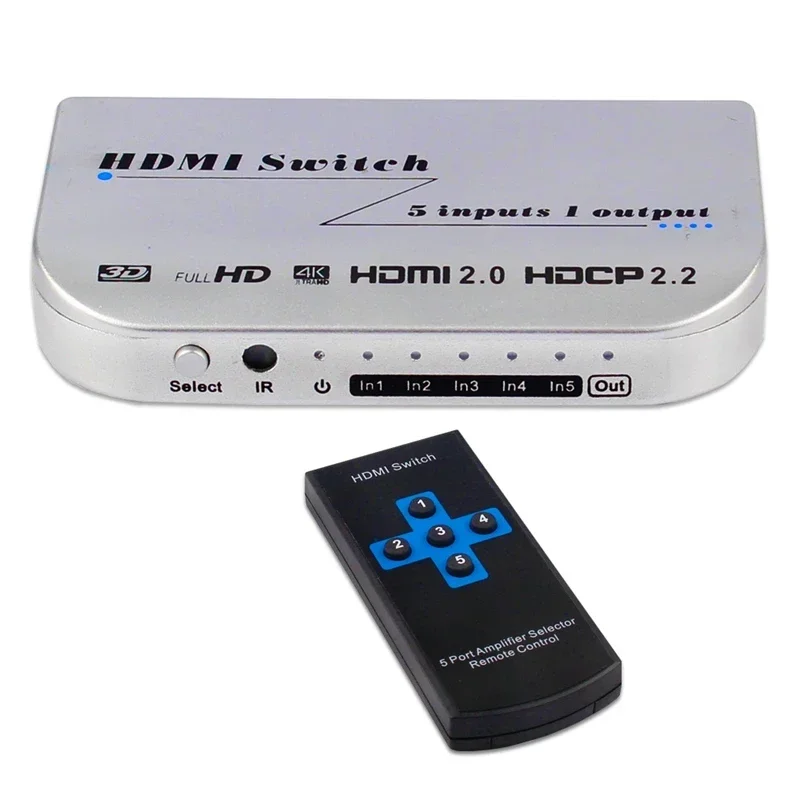 3D 4K Hdmi Switch 5X1 Audio Video Switcher 5 In 1 Out Converter Full Hd 1080P Per Ps3 Ps4 Ps5 Xbox Dvd Laptop Pc A Tv Monitor