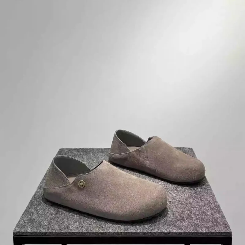 Sommer Herren Casual Schuhe Mode Wildleder Halbe Hausschuhe Slip auf Bequeme Mann Loafer Atmungsaktive Wanderschuhe Faul Fahren Schuhe – Detail 5
