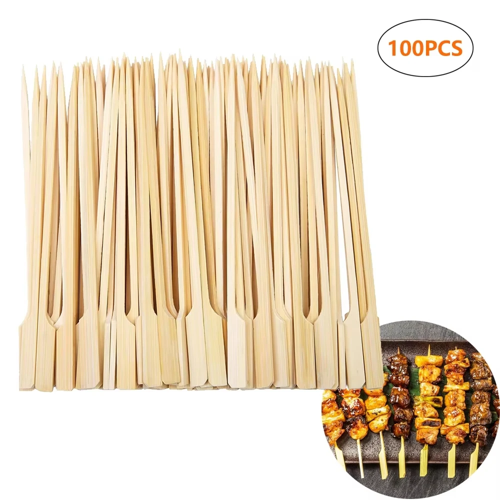 Bamboo Wooden BBQ Skewers Food Meat Tool Barbecue Party Disposable Wood Sticks Catering Shish Kabob Grill Camping 100pc/lot