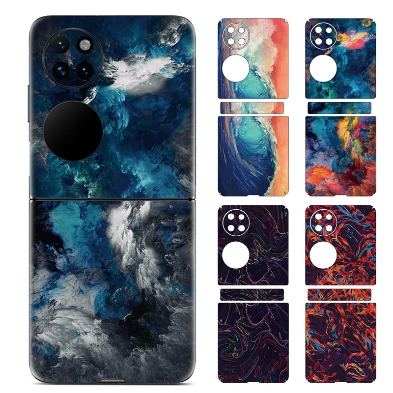 

Colorful Nebula Decal Skin For HUAWEI P50 Pocket Back Screen Protector Cover Wrap Dazzling Film Anti-scratch Durable Sticker