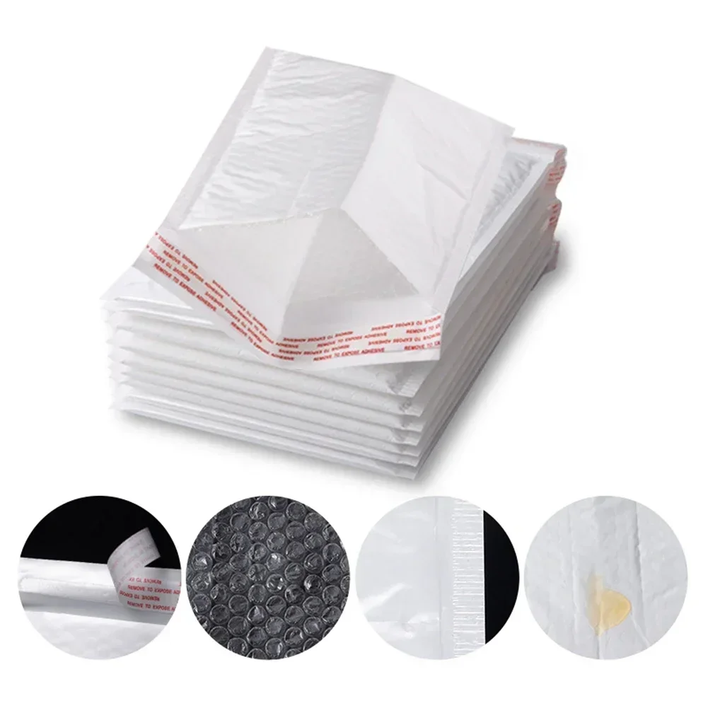Mailing Bags 50Pcs Bubble Mailers White Poly Bubble Mailer Self Seal Padded Gift Bag Packaging Envelope Bags Book Shipping Package Bag Packing Pouches