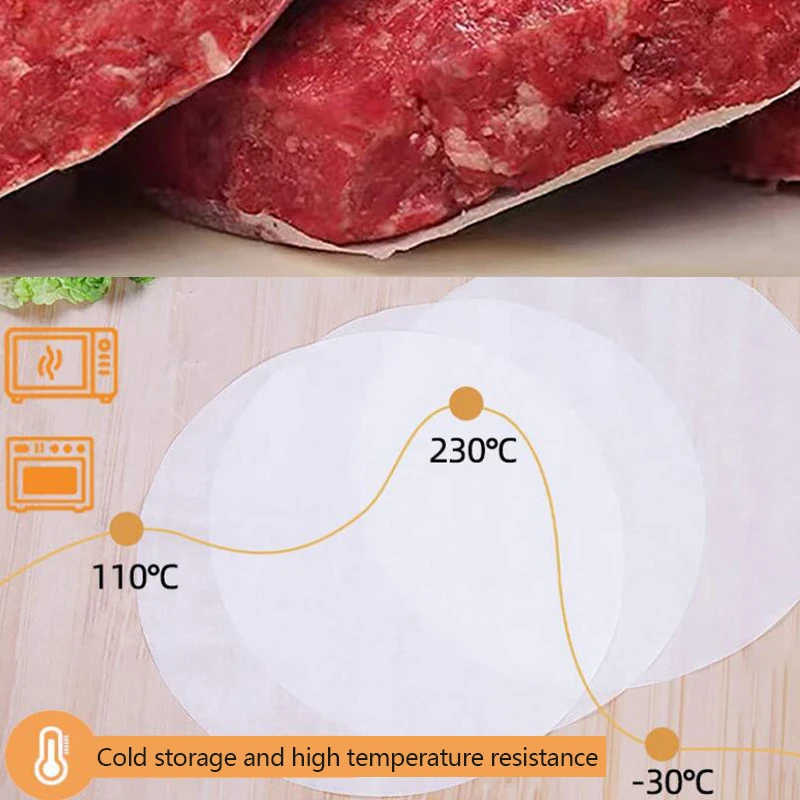 Round Hamburger Pressure Meat Paper Oil Blotting Paper Oven Grill Sheet Patty Separation Kitchen Tools 100Pcs 11CM meat blotting paper