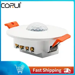 CoRui Infrared PIR Sensor Switch 110-220V Human Body Detector Embedded Concealed Staircase Motion Detection Ceiling Installation