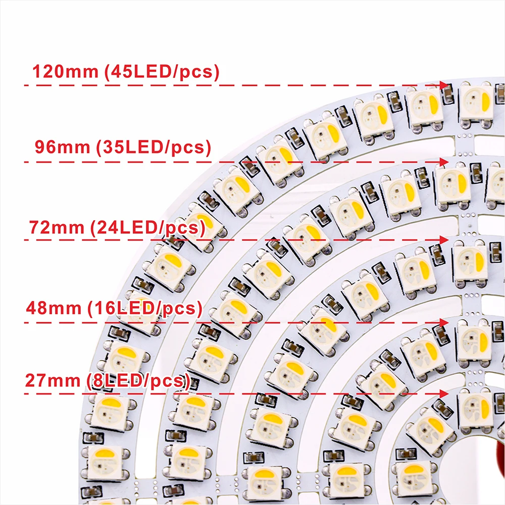 6812 RGBW WW CW LED 링 8/16/24/35/45Leds LED 픽셀 개별 주소 지정 가능 RGBW 라이트 링 SMD 5050 RGB IC LED 모듈 라이트