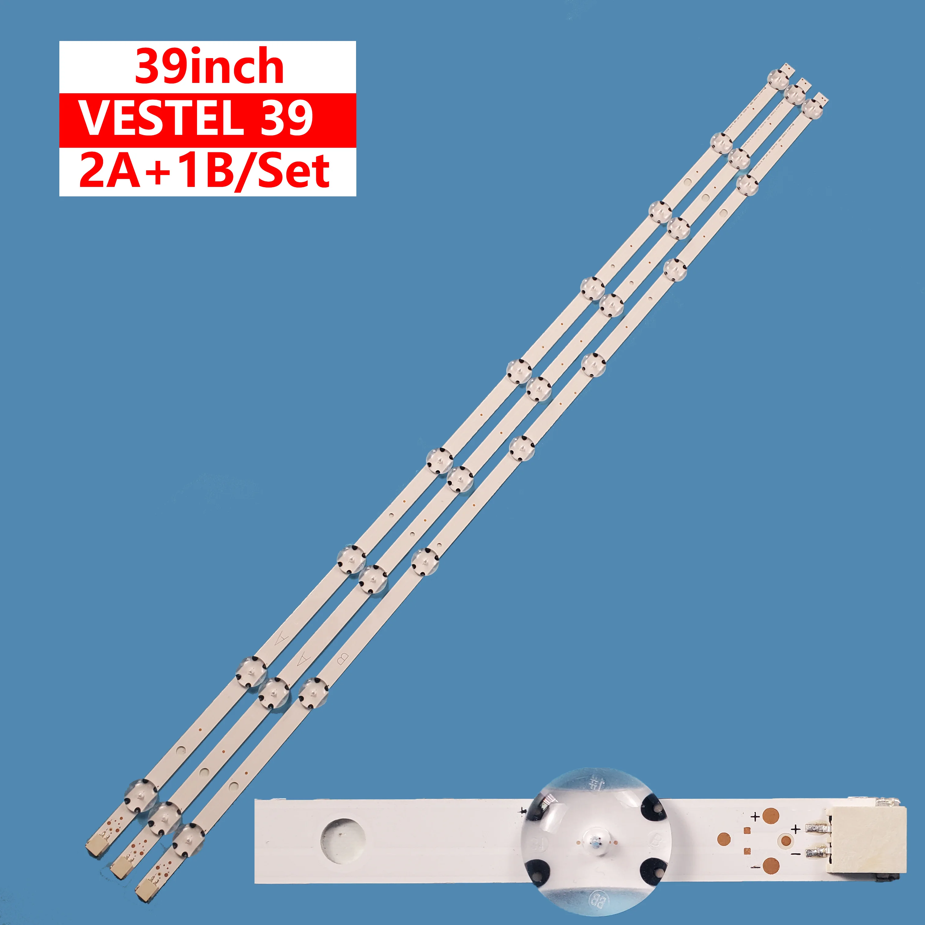 3Pcs/set LED Backlight Bar Light Strip VESTEL 39 DRT VNB AB-TYPE REV0.2 For VESTEL 39 inch TV Accessories Repair Replacement lcd backlight for sony 50 inch kdl 50r550a kdl 50r556a 50 v13 edge rev0 1 lc500eud 6922l 0083a 6916l1291a 50pfl5038 50pfl5028