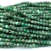 Veemake Natural Emerald Faceted Round Rondelle Edge Cube Coin Disc Beads For Jewelry Making DIY Necklace Bracelets Earrings 5