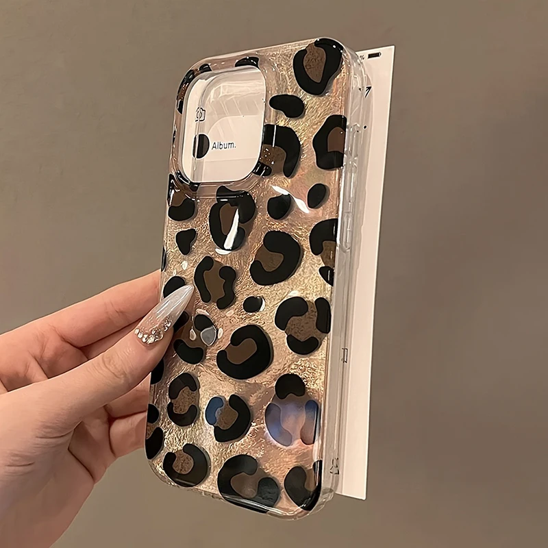 Luxury Leopard Print Vortex Pattern Clear Silicone Phone Case