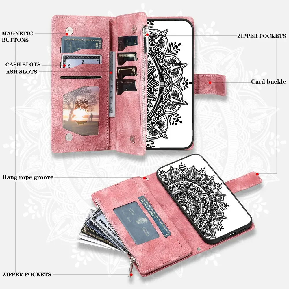 Stylish Crossbody Zipper Wallet Case with Wrist Strap