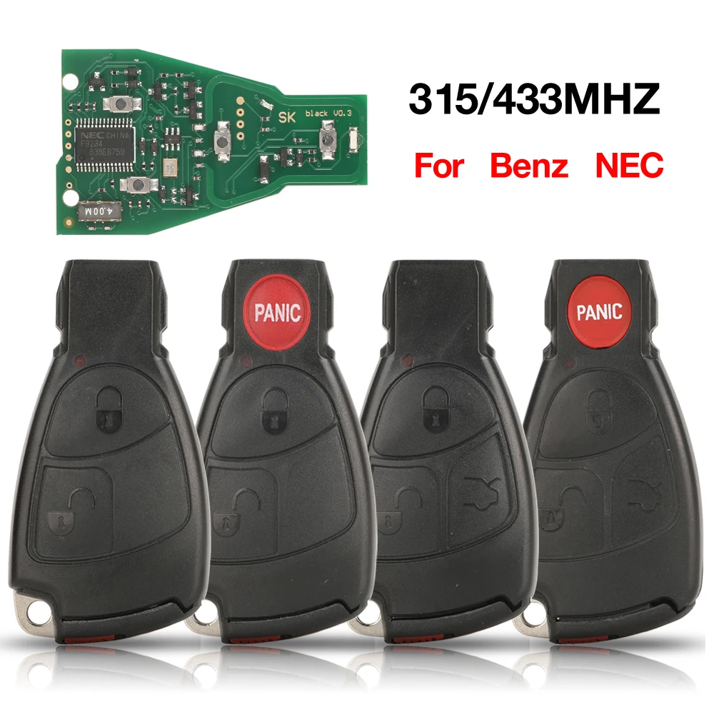 

jingyuqin 2/3/4 Button 315/433MHZ FSK NEC With Chip Remote Control Car Key For Mercedes Benz B C E ML S CLK CL W204 W203 W211