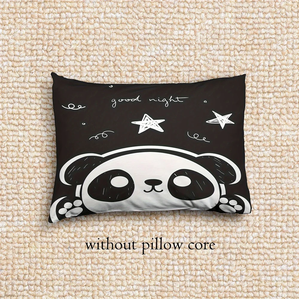 3-Piece Black and White Panda Print Soft Brushed Microfiber Duvet Cover Set - Luxurious Bedding for Bedroom and Guest Room
