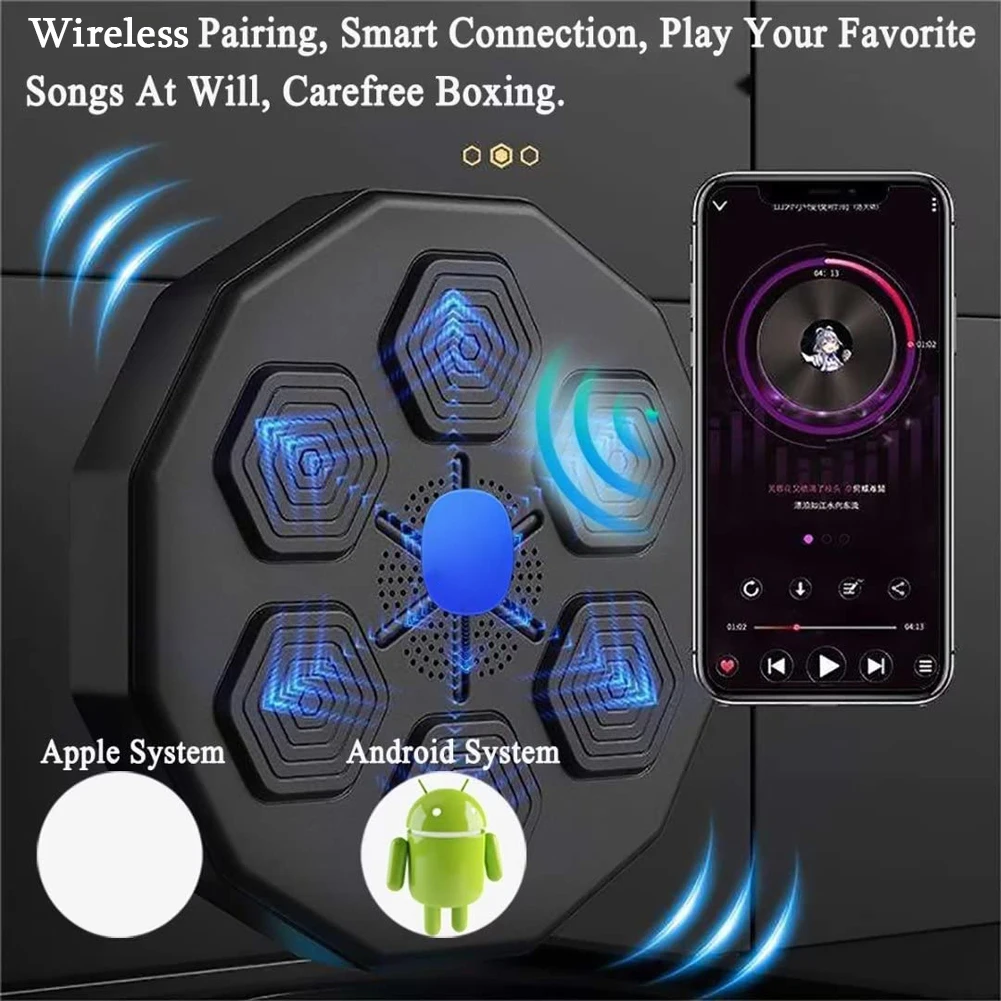 Machine De Boxe Musicale Électronique, Fixée Au Mur Bluetooth Lumière LED  Music Machine Gants Rechargeables USB For Enfants Et Adultes Reaction  Rarget