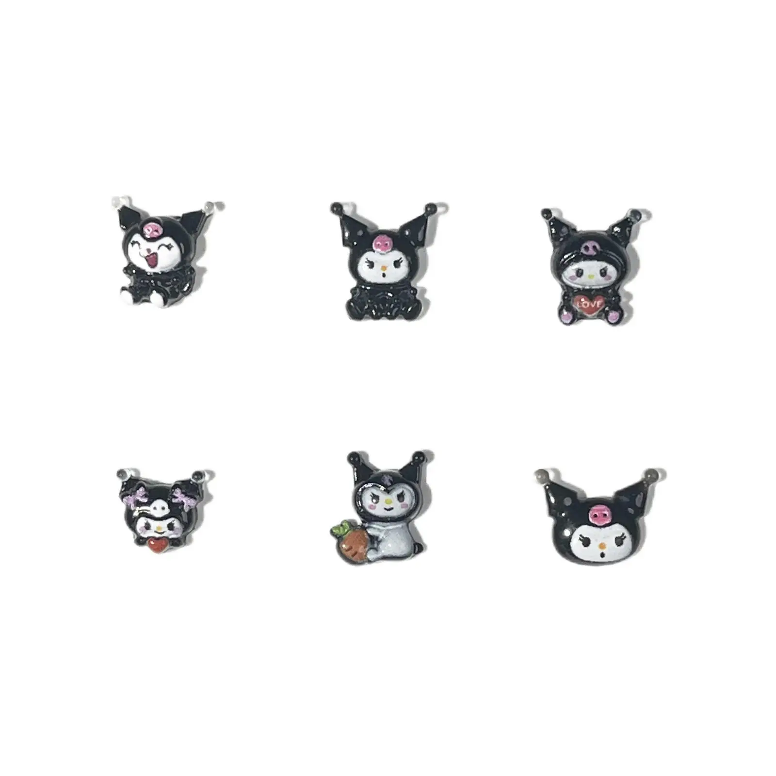 50개 3D 믹스 블랙 쿠로미 레진 네일 아트 참 장식 멀티 익스프레스 쿠로미 헤드 미니 네일 액세서리 DIY 네일 Y2K 네일 용품