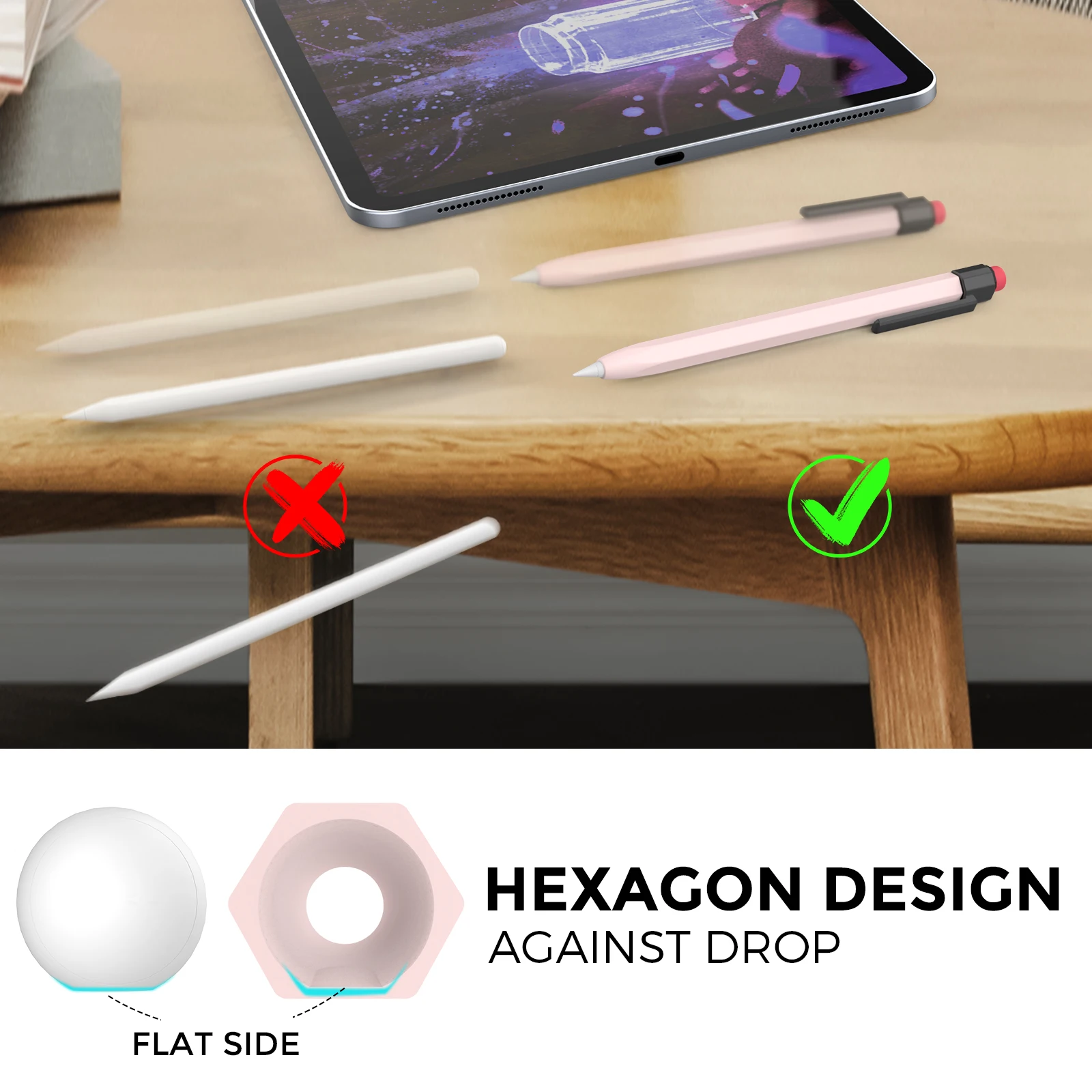 Estojo de Silicone para Lápis Apple Antiderrapante Anti-queda Capa Protetora Correspondência de Cores Ipad 2 - Imagem 3