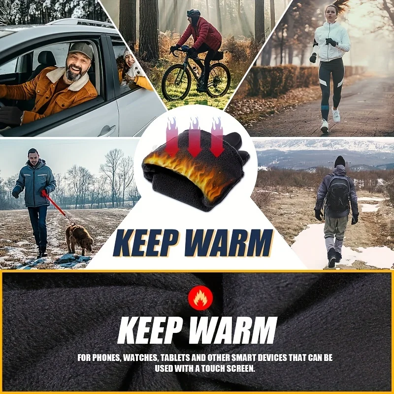 RIGWARL Winter Men Gloves Cycling Gloves Touch Screen Windproof Sports Gloves Warm Thermal Fleece Running Ski Cycling Gloves 5
