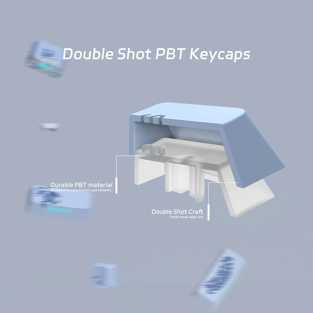 Pbt-teclas Duplas Teclado de Porcelana Azul e Branca Sub de Corante Retroiluminação Lateral para Interruptores mx Teclado Mecânico - Imagem 3