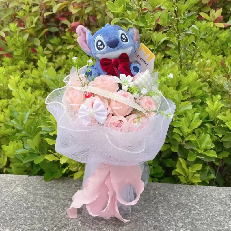 Bouquet de roses éternelles avec peluche Stitch | Cadeau