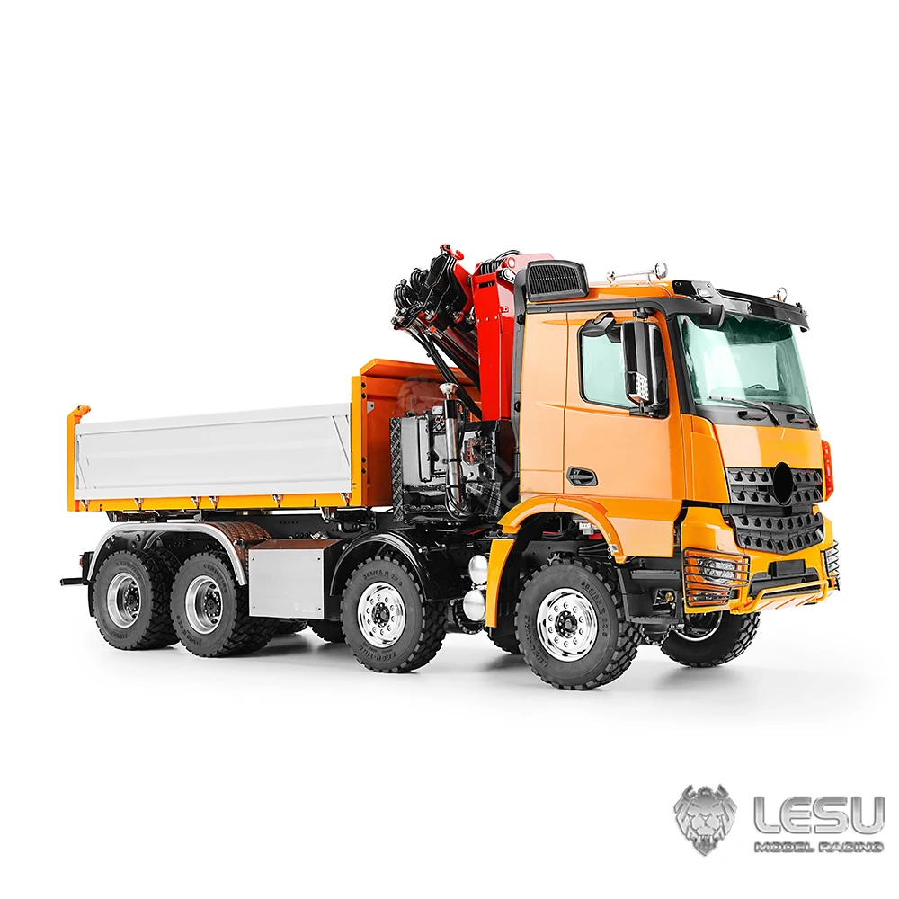 8*8 LESU 1/14 RC Hydraulic Crane Dump Truck 3348 Remote Control 3-Way Metal Dumper Tipper 2 Speeds Car Model Light Sound Set 4