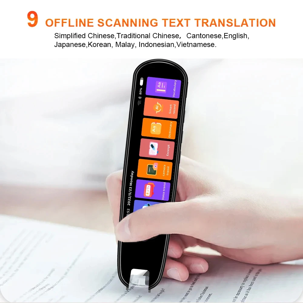 Translation Pen MD04 Smart AI Scan Pen BT Translator Voice Multi 134 Languages Support 3.38 Inch Touch Screen Photo Offline Record Translation