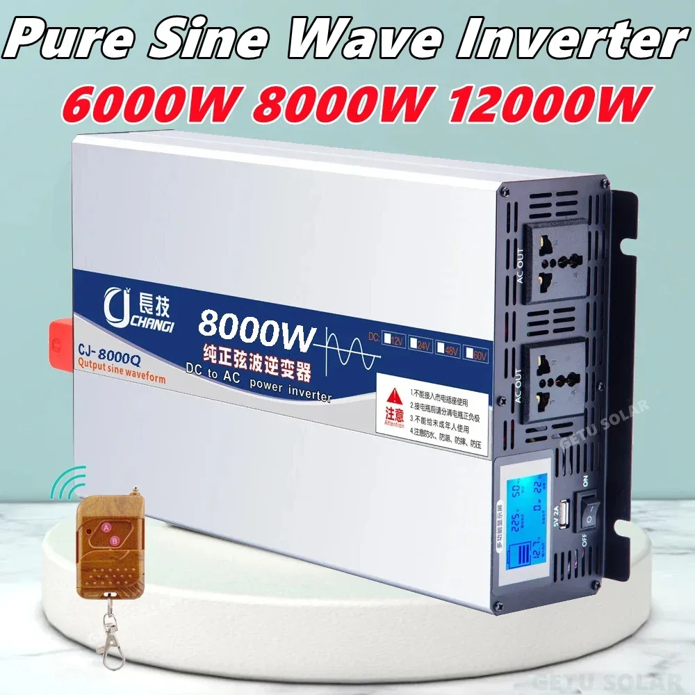 อินเวอร์เตอร์ 12V 24V 48V 60V To AC110V220V 6000W 8000W 12000W Pure Sine Waveอินเวอร์เตอร์พลังงานแสงอาทิตย์Car Chargerแหล่งจ่ายไฟสําหรับHomeและRV 1
