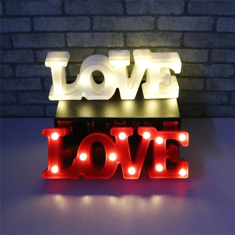 3D Love Letter LED Night Light Table Lamp for Valentines Day Christmas Wedding Home Decor Romantic Bedroom Atmosphere Light