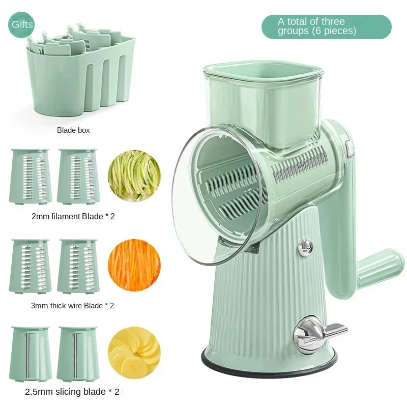 Description Picture 6 of item5 In 1 Rotary Cheese Grater With Handle Manual Vegetable Graters Shredder Slicer Nuts Grinder With Strong Suction Base