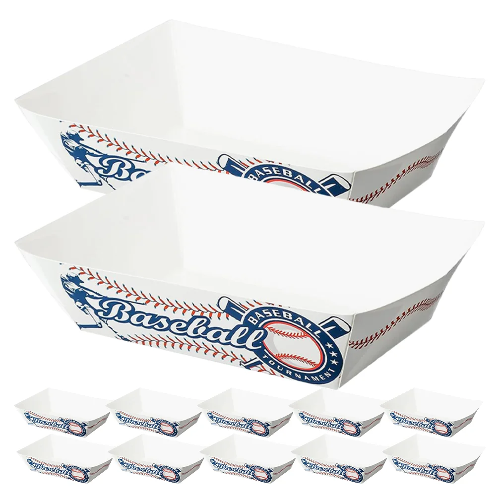25pcs Food Tray White Cardboard Boats Party Snacks Decor Container Disposable Household Dessert Dish Multi Function