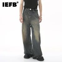 IEFB Summer Men's Denim Pants Old Blue Washed Male Jeans Straight Casual Menwear Loose Wide Leg Trousers New Fashion 9C354 1