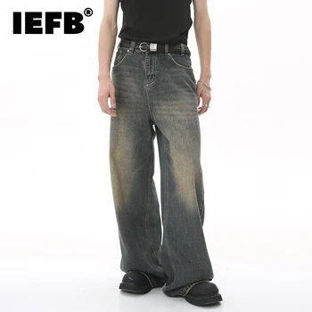 IEFB Summer Men's Denim Pants Old Blue Washed Male Jeans Straight Casual Menwear Loose Wide Leg Trousers New Fashion 9C354 1