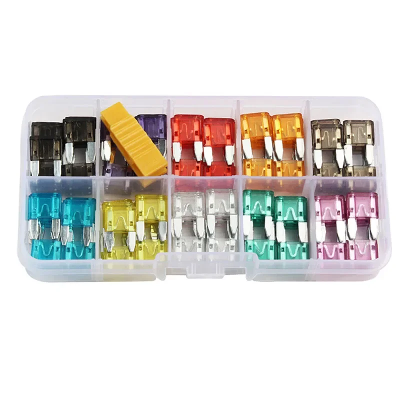 Profile Small Size Blade Car Fuse Assortment Set 120Pcs car fuses kit circuit adapters and fuse set For Auto Car Truck 2/3/5/7.5/10/15/20/25/30/35A Fuse with Plastic Box