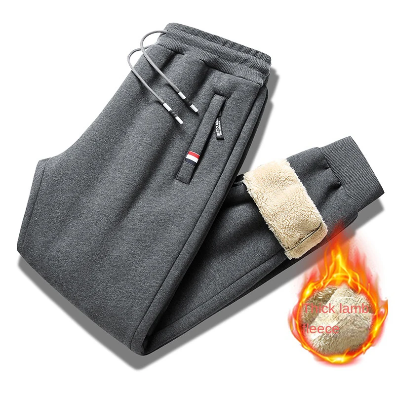 2023 Men's Winter Lamb Wool Thickened Warm Sportswear Men's New Casual Drawstring Jogging Pants Men's High-Quality Cotton Pants 5