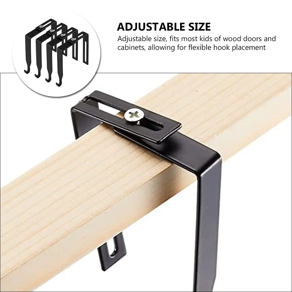 4 Pcs Black Metal Hooks Door Hooks Adjustable Cubicle Hook Hanging Rack Home Storage Wardrobe Hook Hat Hanger Coats Partition