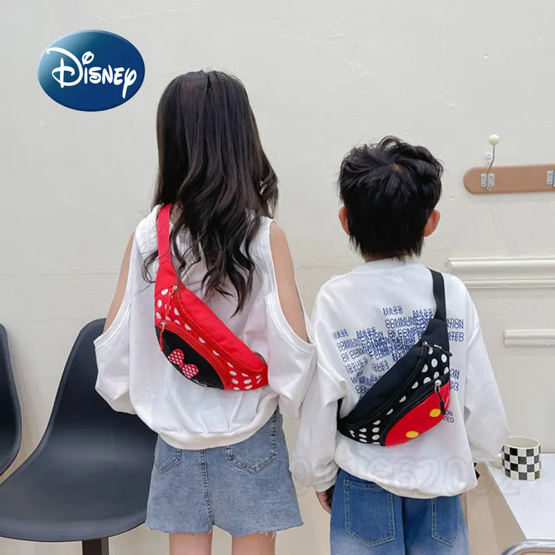 Disney Mickey and Minnie 2022 New Children's Waist Bag Cartoon Cute Girl Oblique Bag Fashion Trend Boy Chest Bag Coin Purse