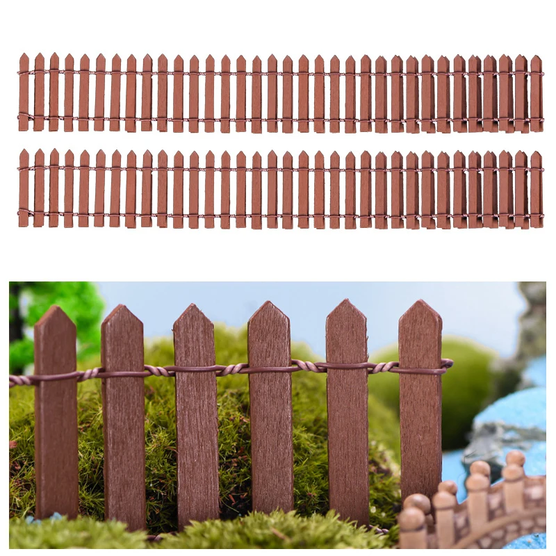 90x5cm Mini Wooden Fence DIY Miniature Fairy Dollhouse Fish Tank Landscaping Garden Pot Plant Wood Barrier Terrarium Decoration