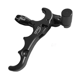 4 Finger Archery Compound Bow Release Aids Aluminum Alloy Thumb Trigger Grip 360 Degree Rotation Release Aid