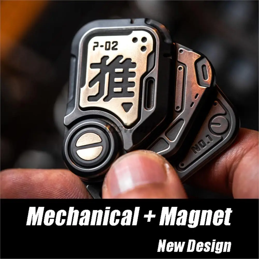 O1EDC P O P 2.0 Mechanical + Magnet Push Slider Decompression Tool Coin Fingertip Gyro Toy EDC