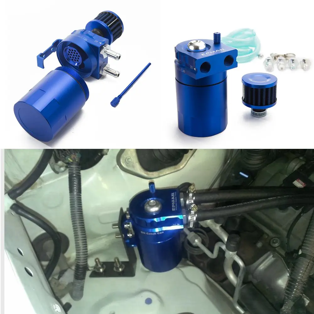 HUB sports Universal Aluminum Oil Catch Tank Cylinder Catch Reservoir Car Can Breather Kit+ Breather Filter HU-JYH08