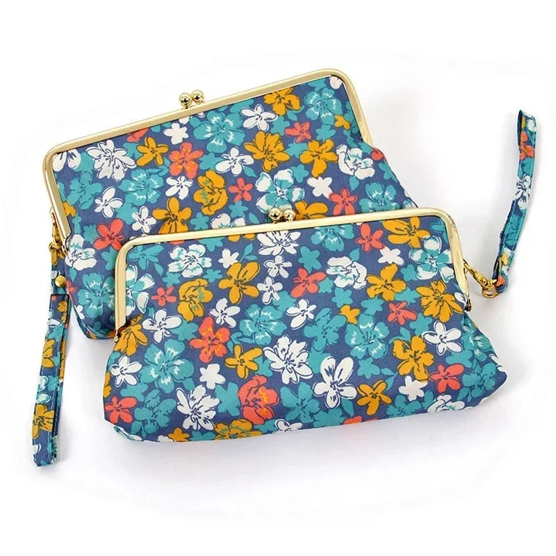 Women Ultralight Mini Flat Handle Five Fold Umbrella Floral Sunny and Rainy Umbrella Rain With Storage Handbag